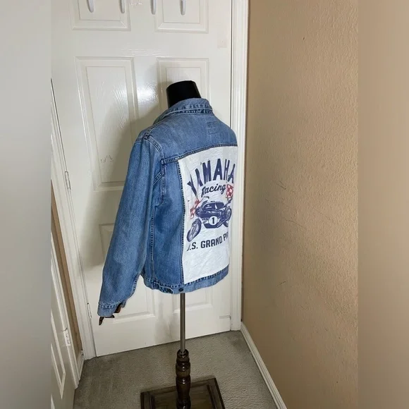 Unisex Gap Denim Gap Customized , Medium Wash Denim Icon Jean Jacket, Sz Large  - Picture 4 of 16